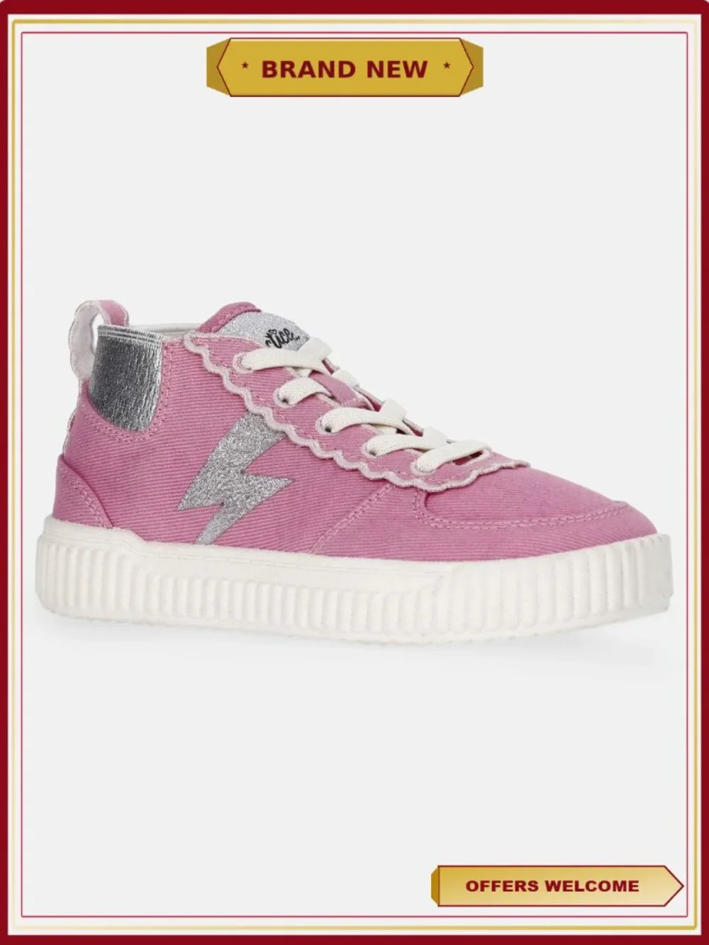 Girls Mid Top Sneakers Elastic Lace Casual Athletic Shoes